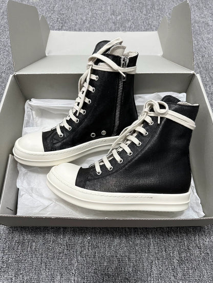 Rick Owens High Top Sneakers Black White-yf