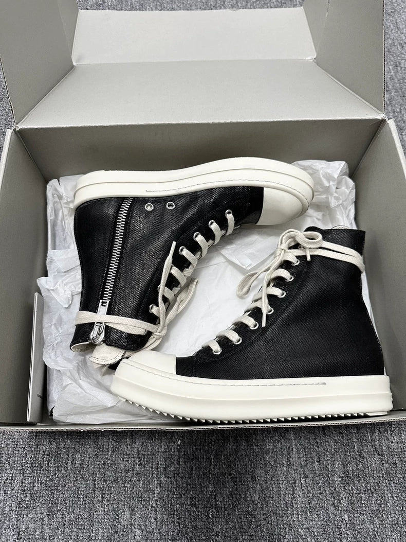 Rick Owens High Top Sneakers Black White-yf