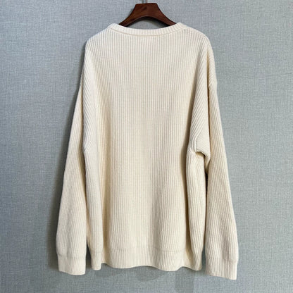 Celine White Logo Wool Knit Sweater