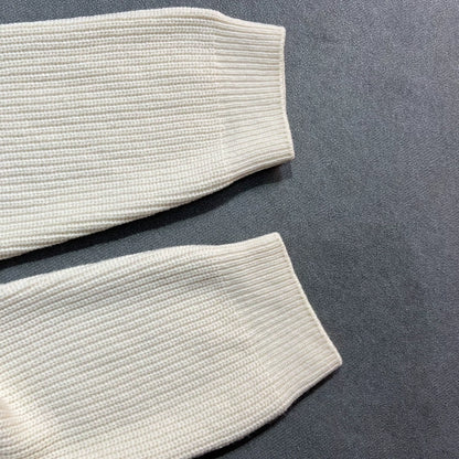 Celine White Logo Wool Knit Sweater