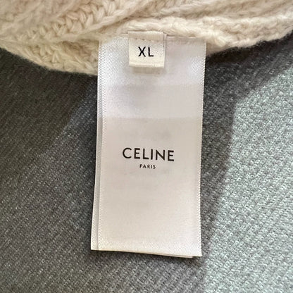 Celine White Logo Wool Knit Sweater