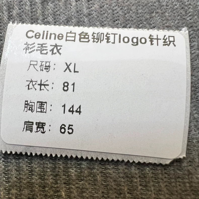 Celine White Logo Wool Knit Sweater