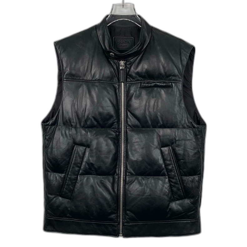 Prada Black Down Vest with Zipper
