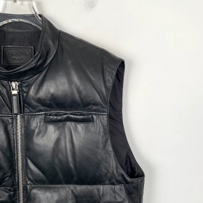 Prada Black Down Vest with Zipper
