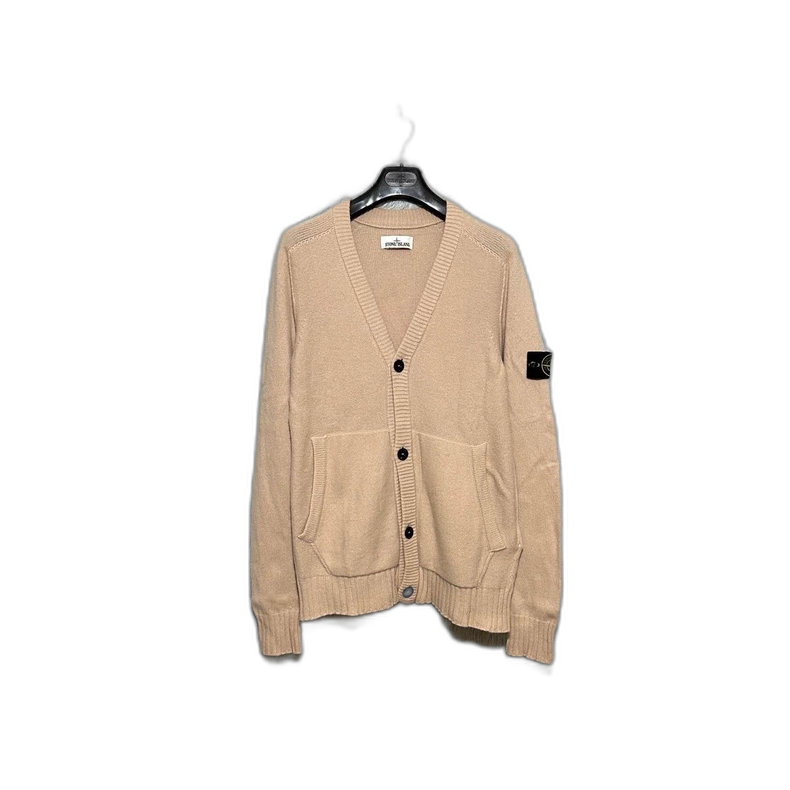 Stone Island Beige Wool Knit Cardigan
