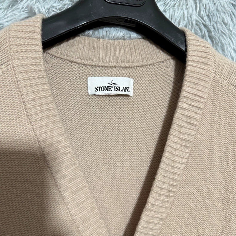 Stone Island Beige Wool Knit Cardigan