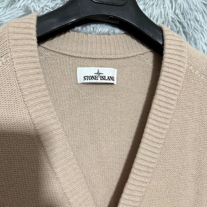 Stone Island Beige Wool Knit Cardigan