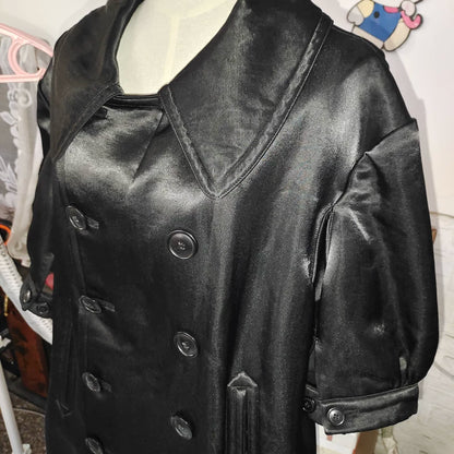 Black Double-Breasted Nylon Cotton Jacket