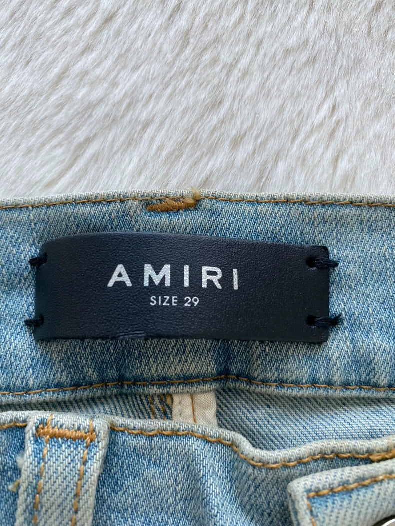Amiri Washed Blue Side Stripe Jeans