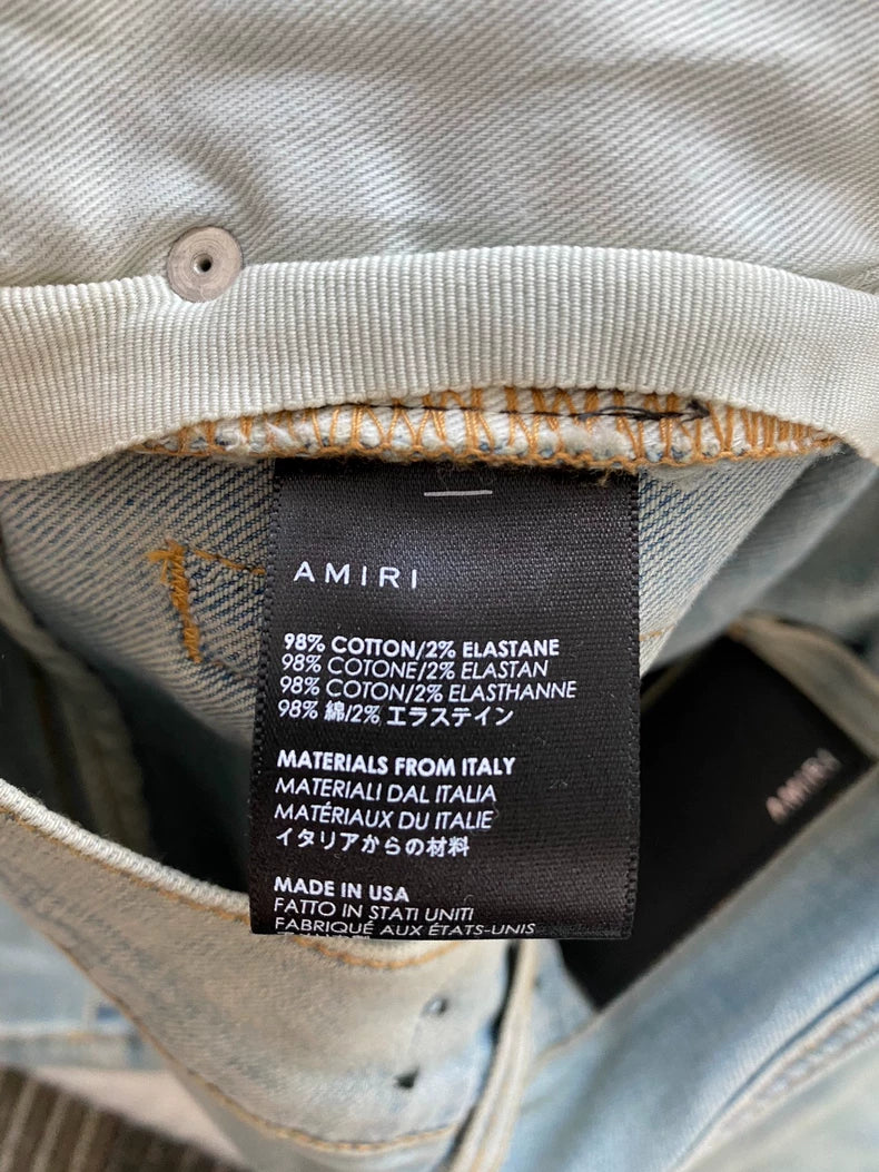 Amiri Washed Blue Side Stripe Jeans