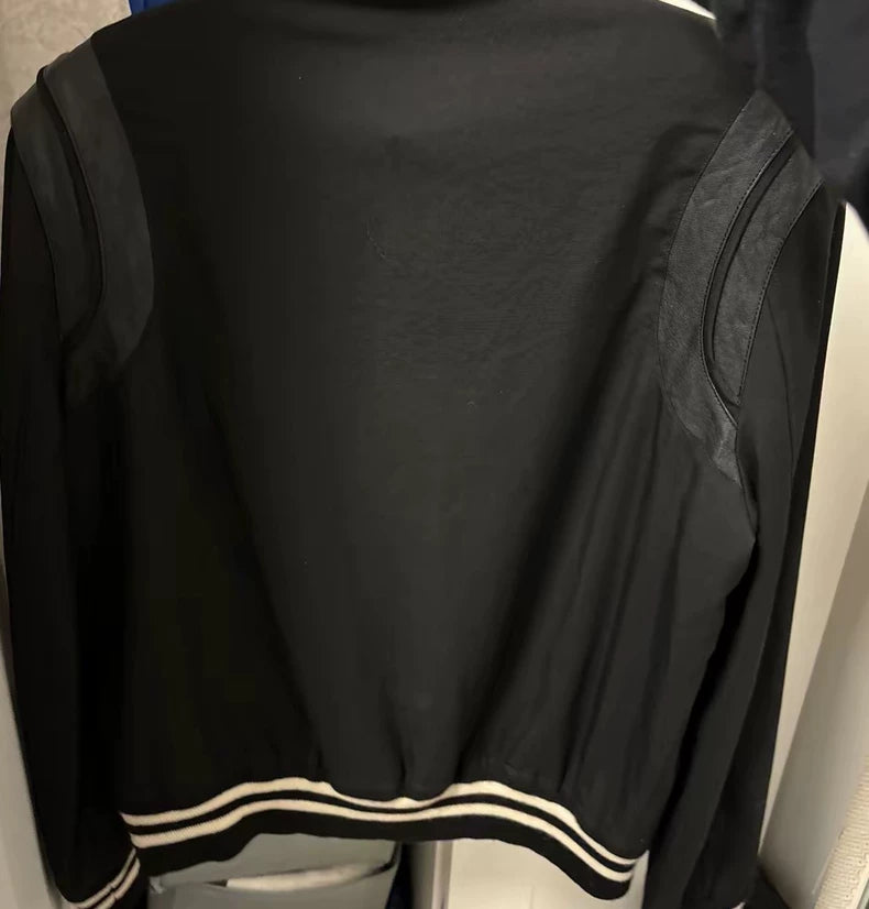 Saint Laurent Wool and Leather Baseball Jacket