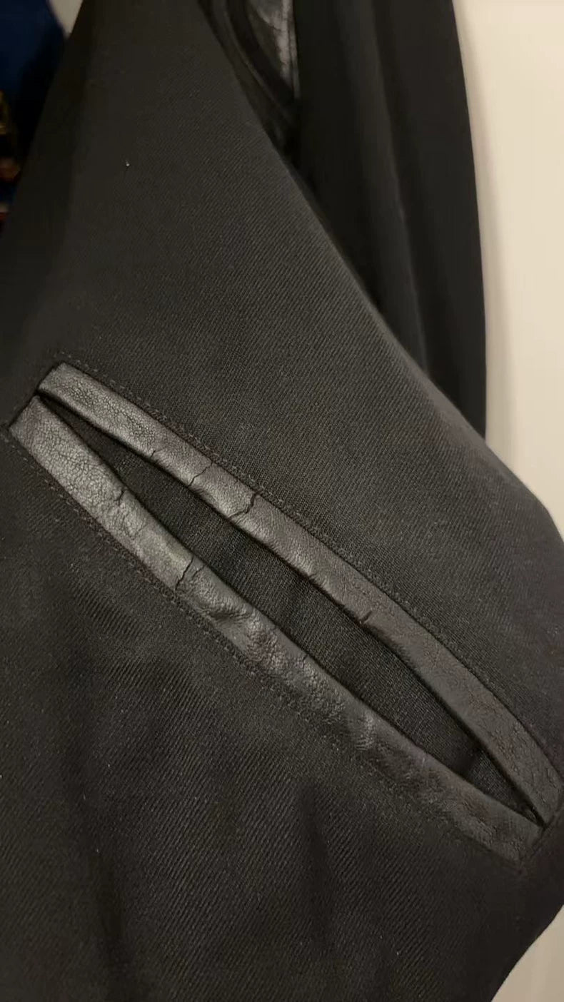 Saint Laurent Wool and Leather Baseball Jacket