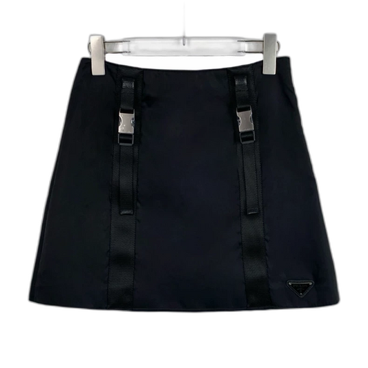 Prada Black Triangle Logo Casual Skirt