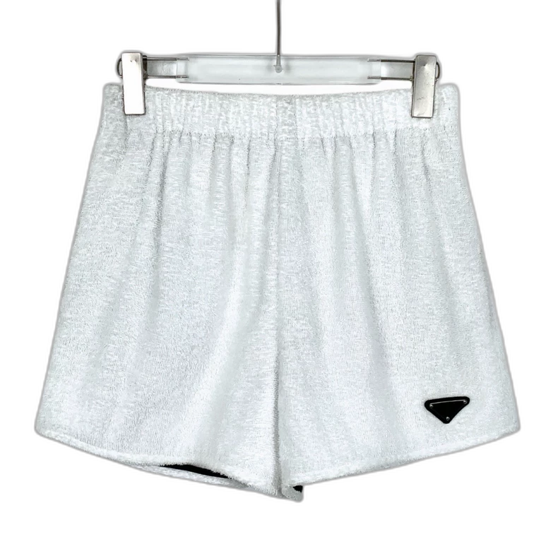 Prada White Triangle Logo Cotton Shorts