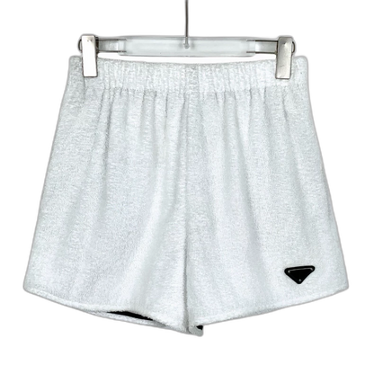 Prada White Triangle Logo Cotton Shorts