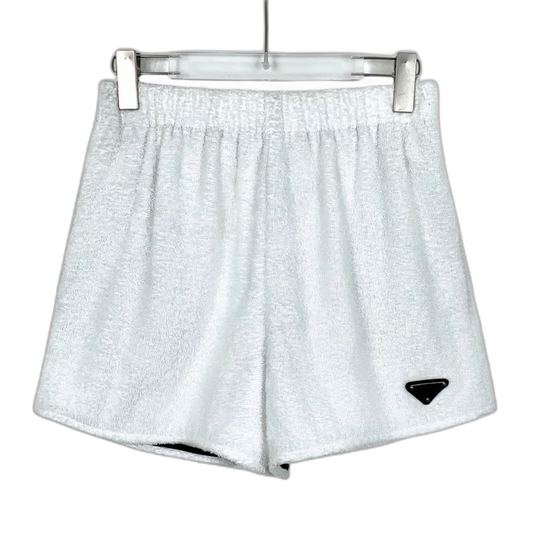 Prada White Triangle Logo Cotton Shorts