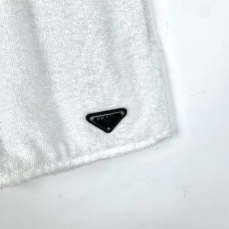 Prada White Triangle Logo Cotton Shorts