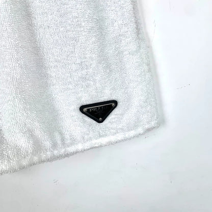 Prada White Triangle Logo Cotton Shorts