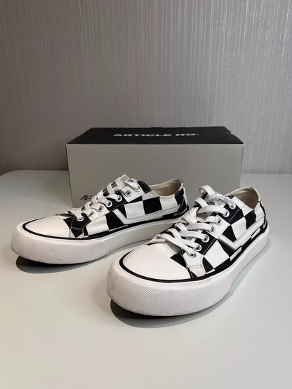 Retro Checkered Low-Top Canvas Sneakers