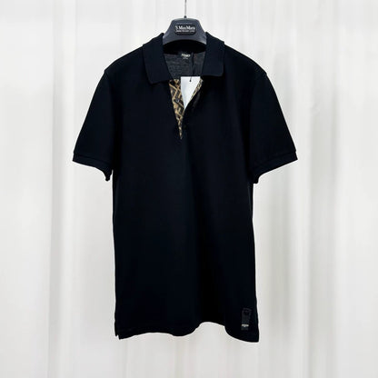 Fendi Black Logo Collar Polo Shirt-yf