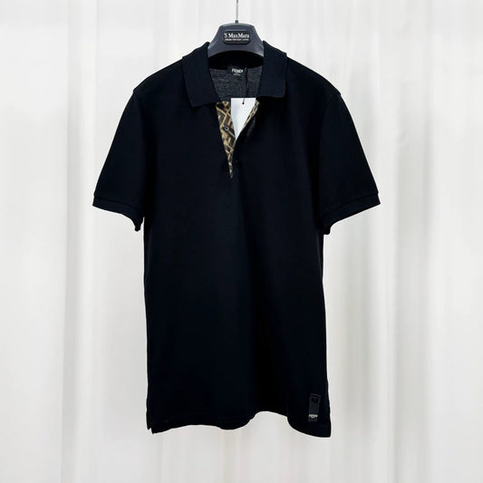 Fendi Black Logo Collar Polo Shirt-yf