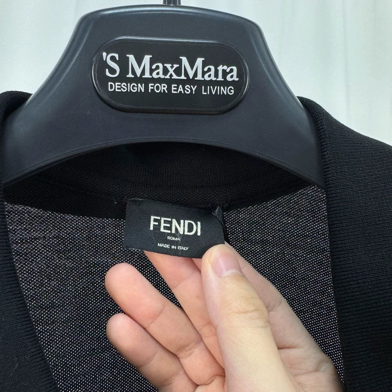 Fendi Black Logo Collar Polo Shirt-yf