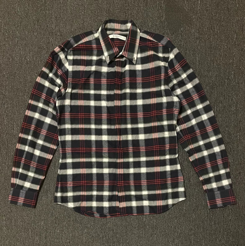 Givenchy Plaid Long Sleeve Button-Up Shirt-yf