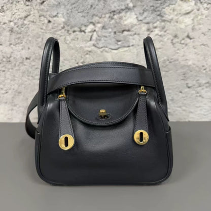 Hermes Black Gold Lindy Mini Bag