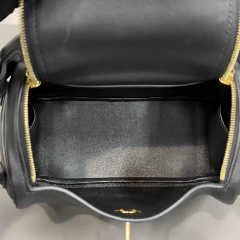 Hermes Black Gold Lindy Mini Bag