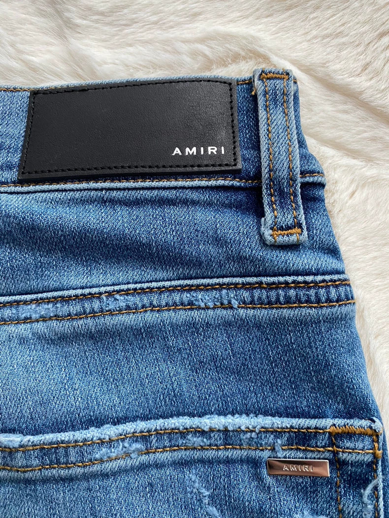 Amiri Blue Patchwork Denim Pants