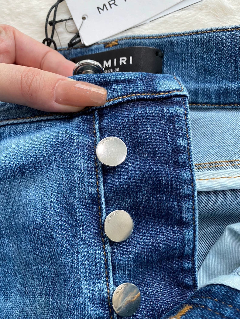 Amiri Blue Patchwork Denim Pants