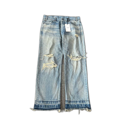 Celine Distressed Wash Denim Pants