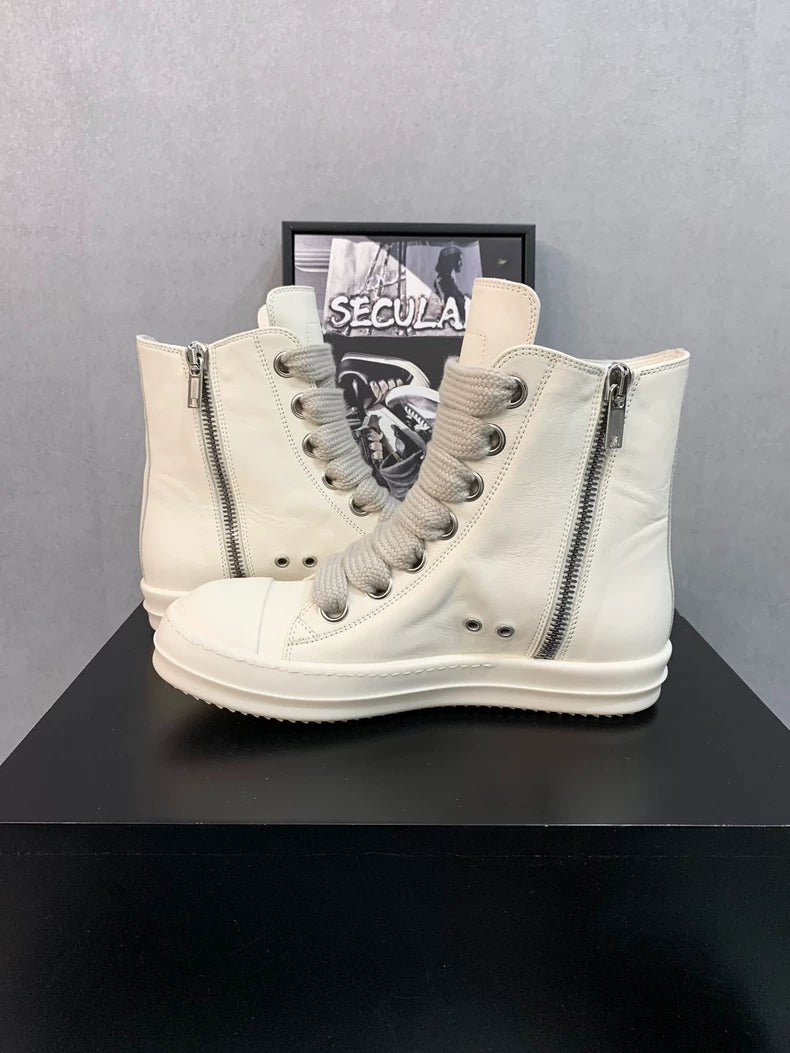 Rick Owens White High-Top Sneakers-yf