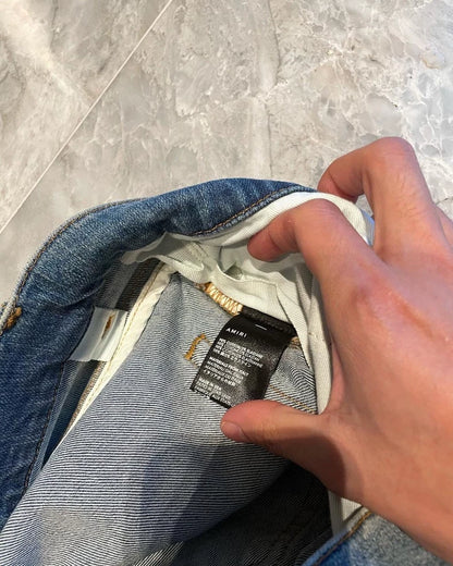 Amiri Blue Watercolor Denim Thrash MX1 Pants