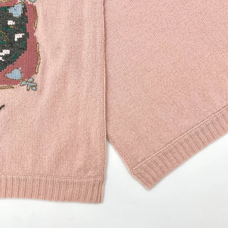 Pink Crab Zodiac Pattern Embroidered Scarf