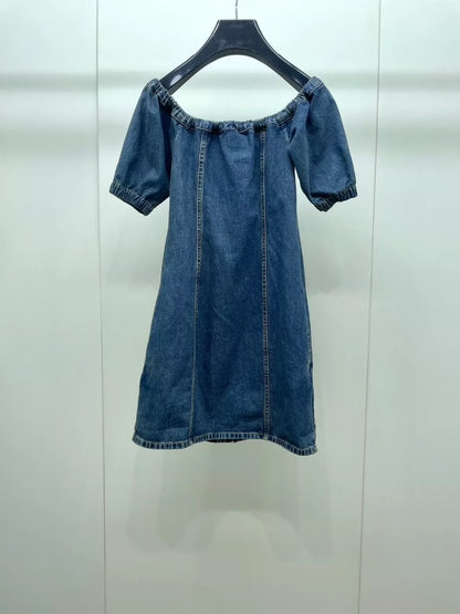 Celine Denim Dress with Off-Shoulder Design