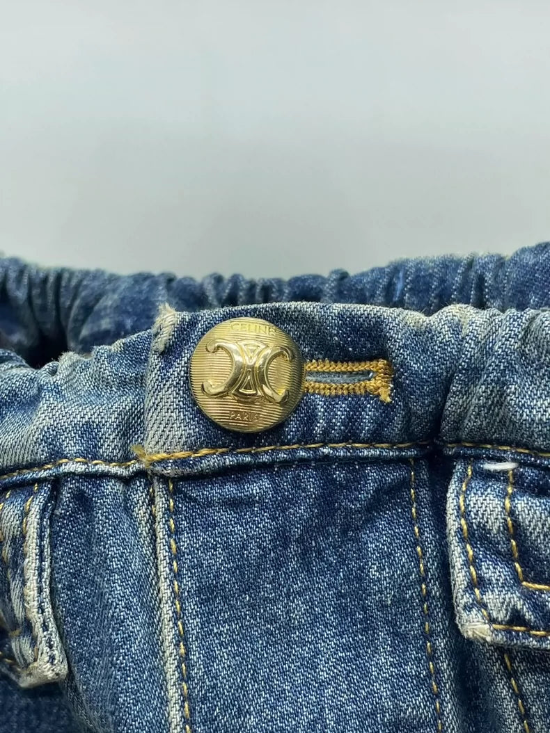 Celine Denim Dress with Off-Shoulder Design