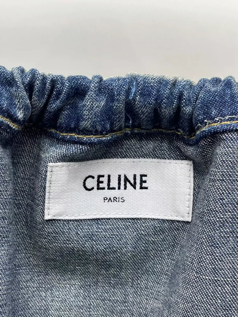 Celine Denim Dress with Off-Shoulder Design