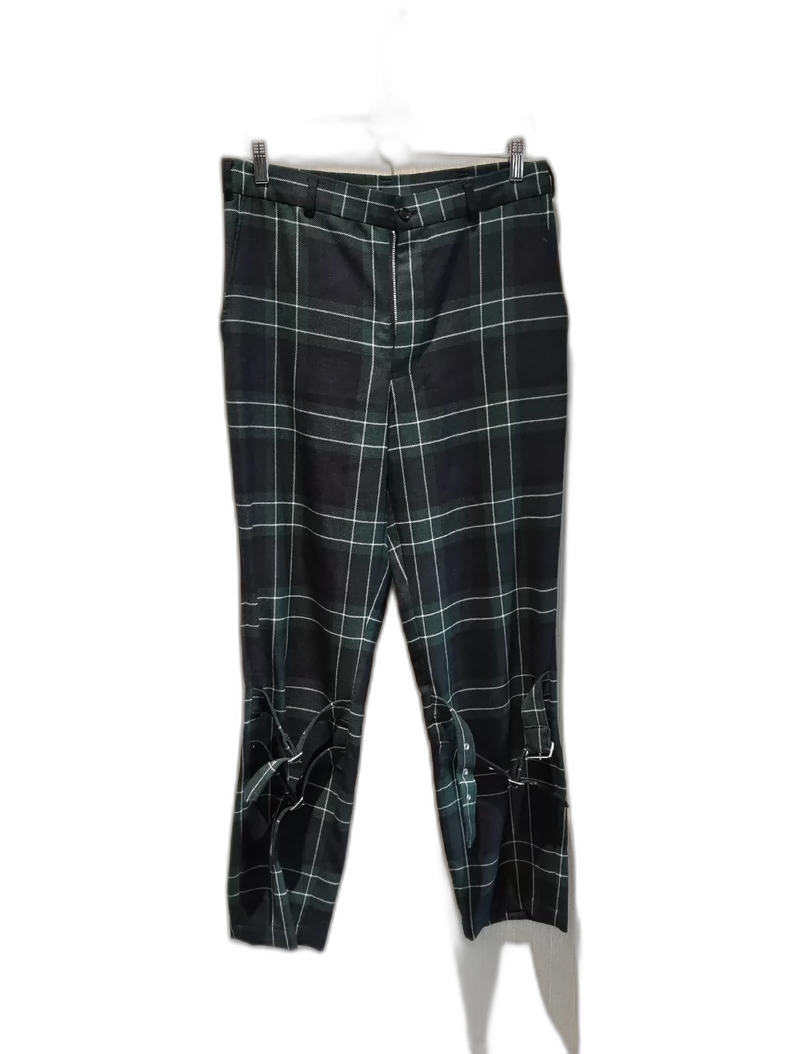 Black Check Wool Casual Pants