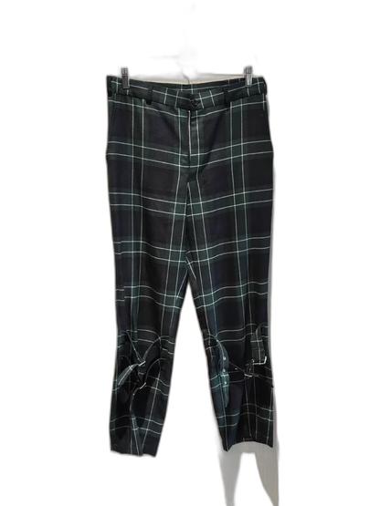 Black Check Wool Casual Pants