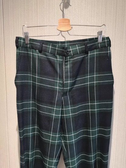 Black Check Wool Casual Pants