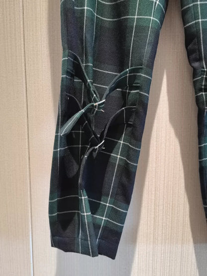 Black Check Wool Casual Pants