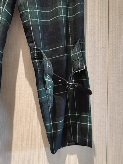 Black Check Wool Casual Pants