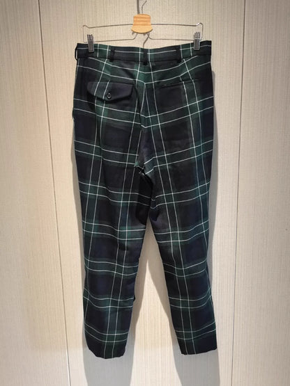 Black Check Wool Casual Pants
