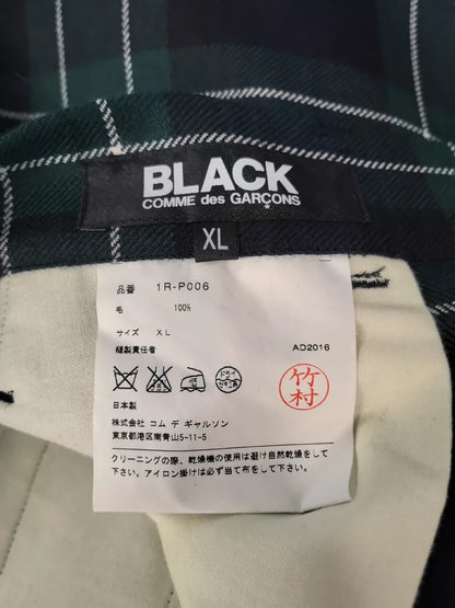 Black Check Wool Casual Pants