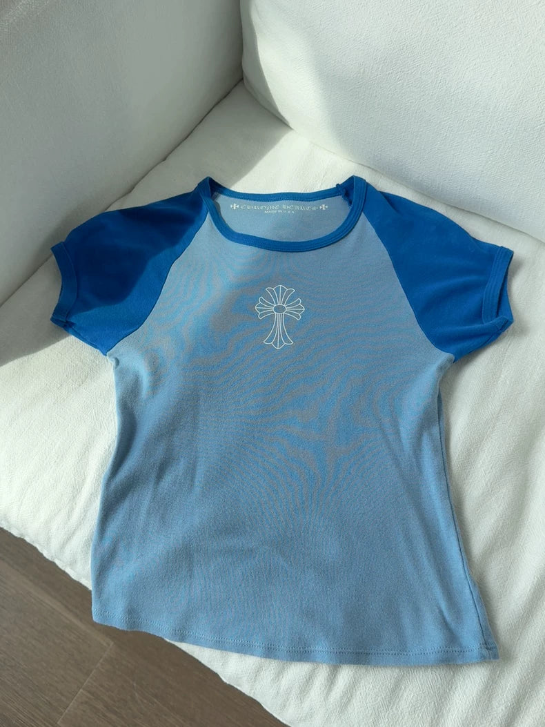 Chrome Hearts Blue Short Sleeve T-Shirt
