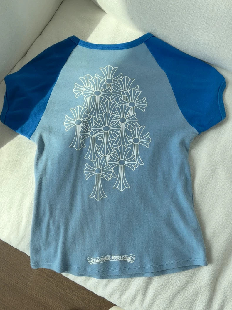 Chrome Hearts Blue Short Sleeve T-Shirt