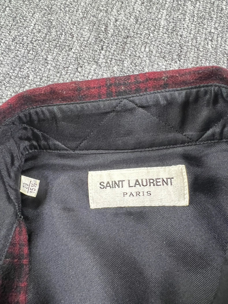 Saint Laurent Red Plaid Wool Shirt