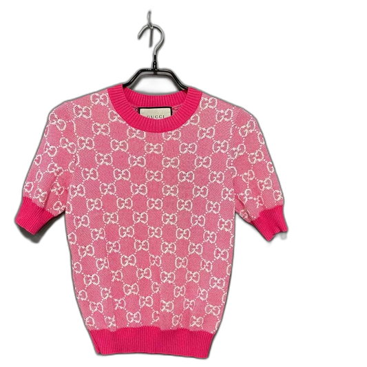 Pink Knit Short Sleeve Gucci Sweater