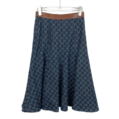 Gucci Blue Logo Print Cotton Skirt